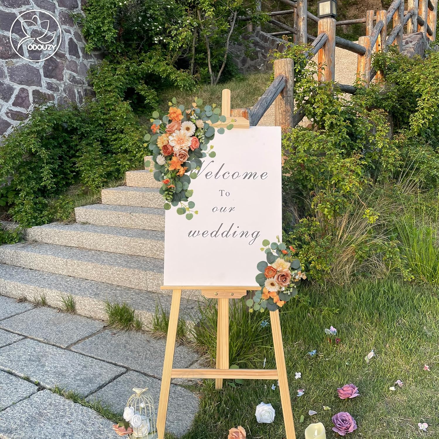 Artificial Wedding Arch Flowers Set of 2 Orange