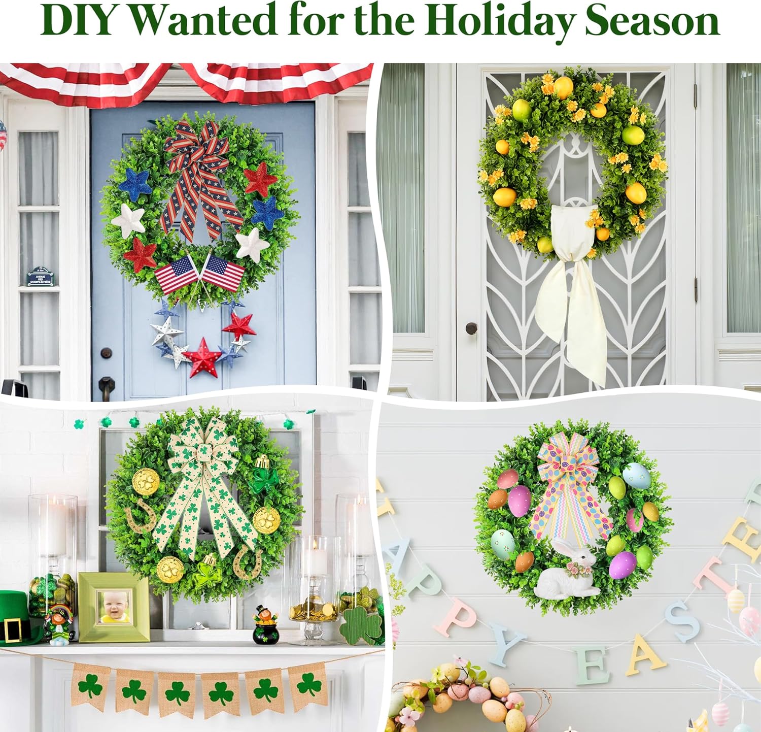 DDHS 20 Inch Artificial Boxwood Wreath for Front Door