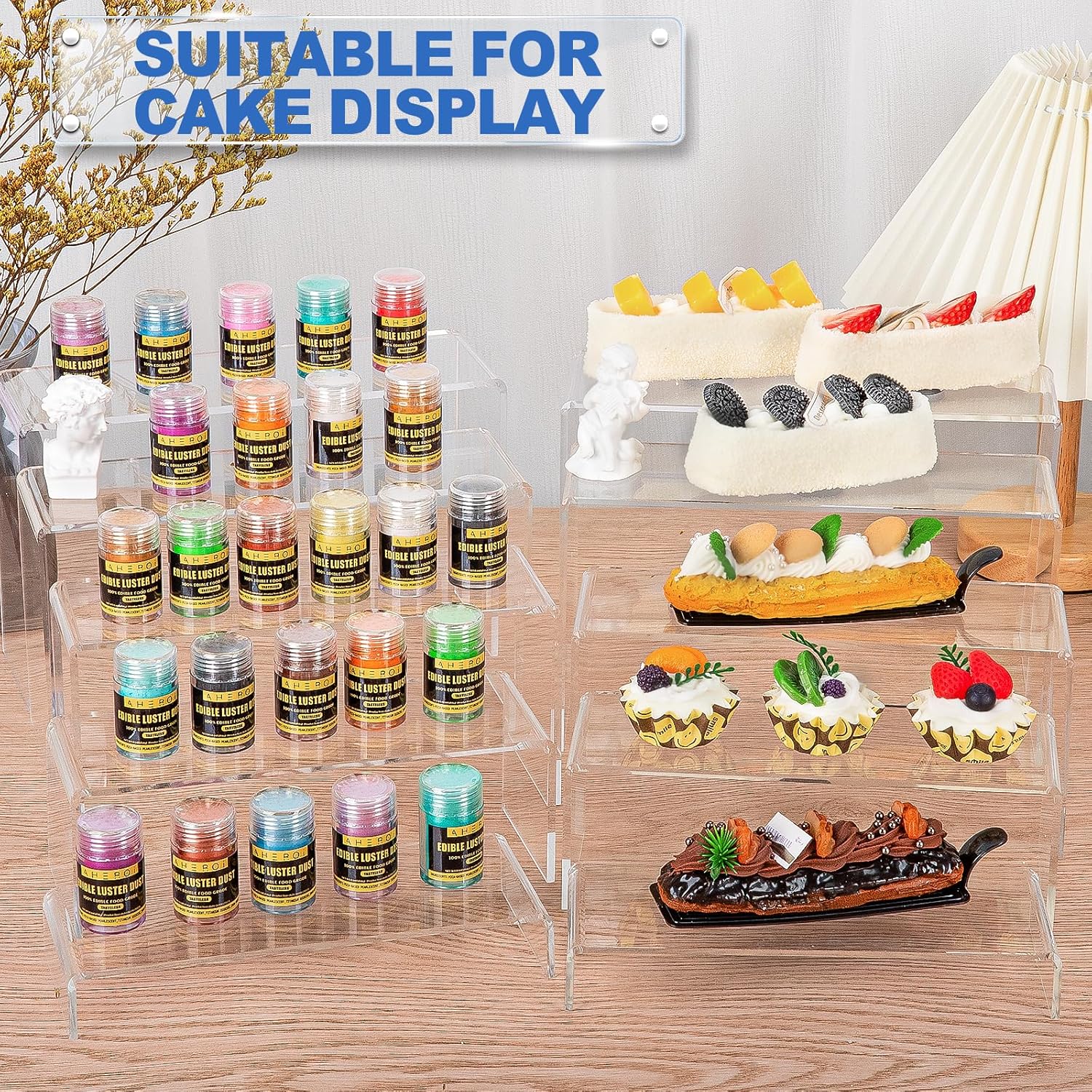 Aheroi Clear Acrylic Risers Display Set 10 Pcs 2 Sets 7-9 Inches