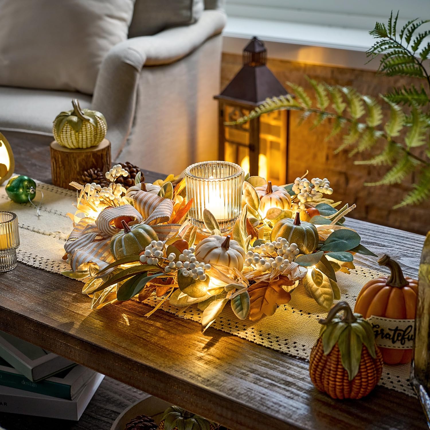 Valery Madelyn 20 Fall Wreath with Lights