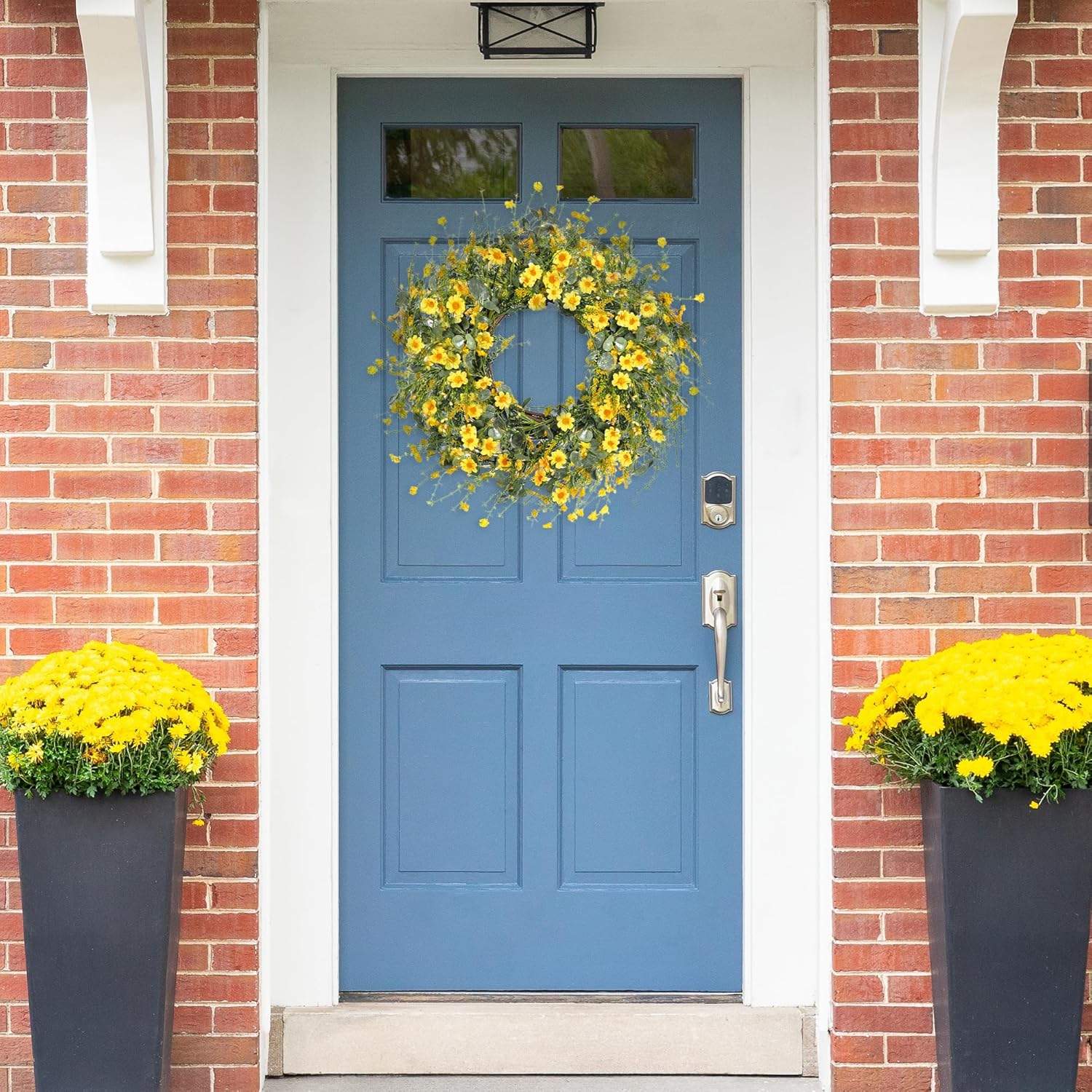 Sggvecsy 24 Inch Yellow Daisy Wreath Decor