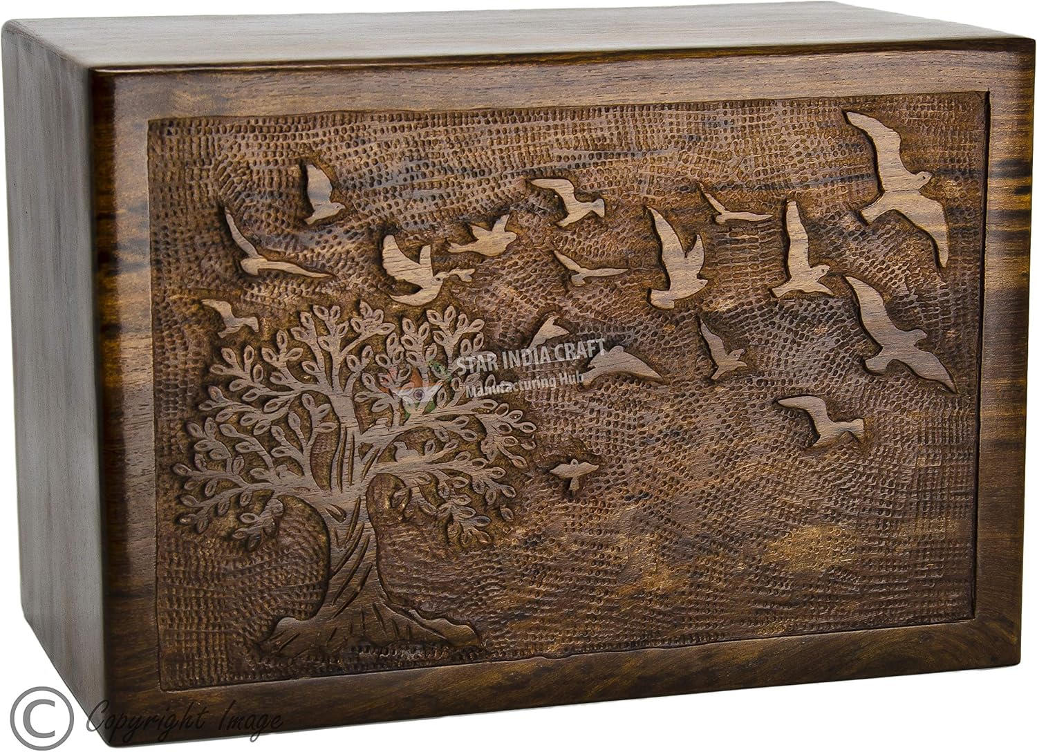 STAR INDIA CRAFT Premium Rosewood Engraved Urn Box