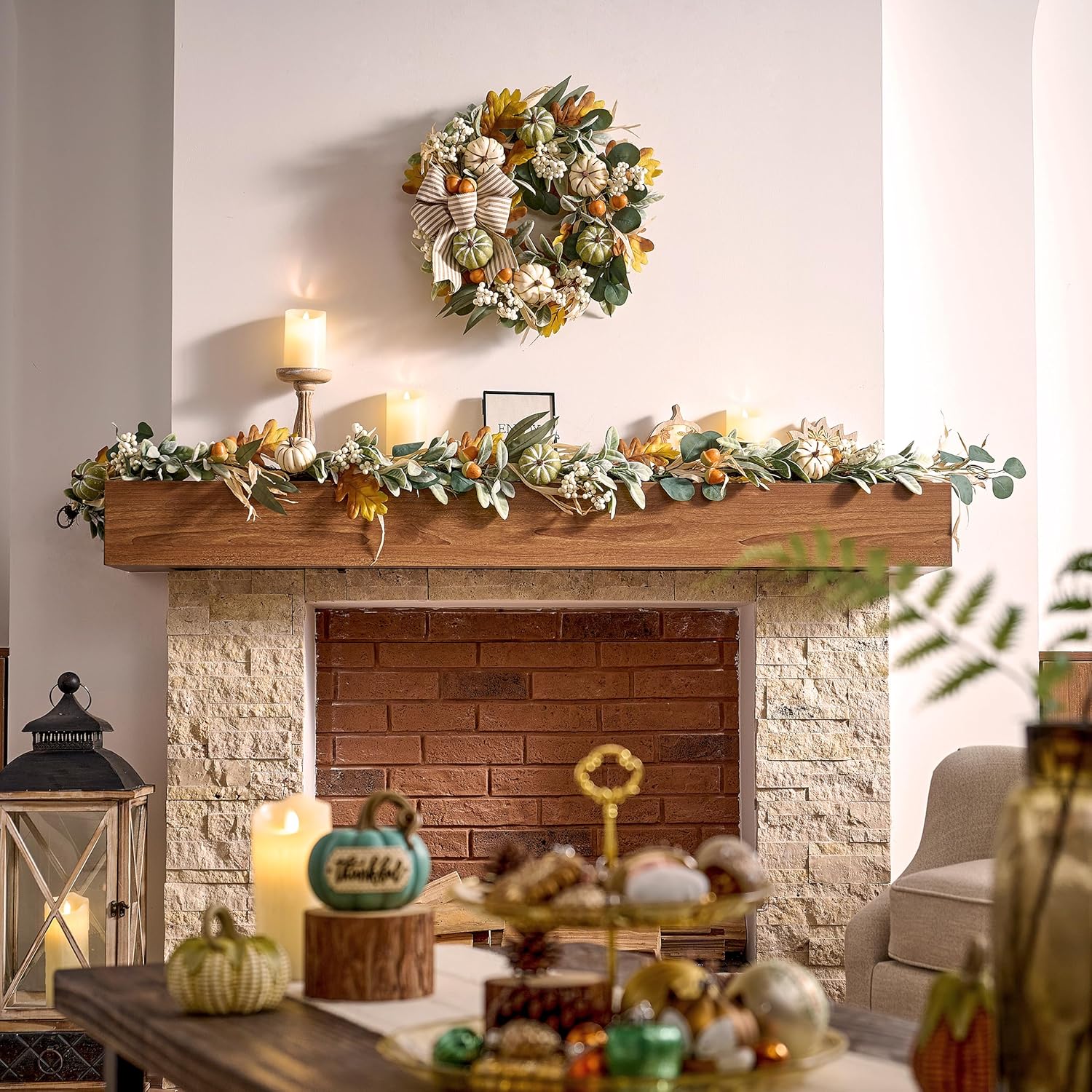 Valery Madelyn 20 Fall Wreath with Lights