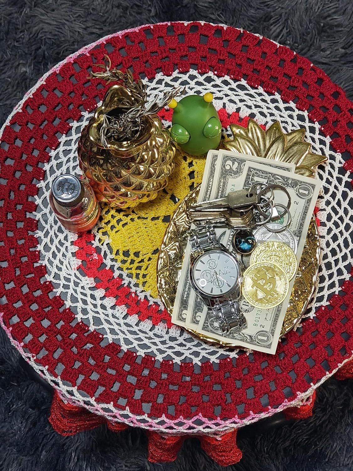 Gold Pineapple Key Holder Bowl with Aroma Diffuser 1