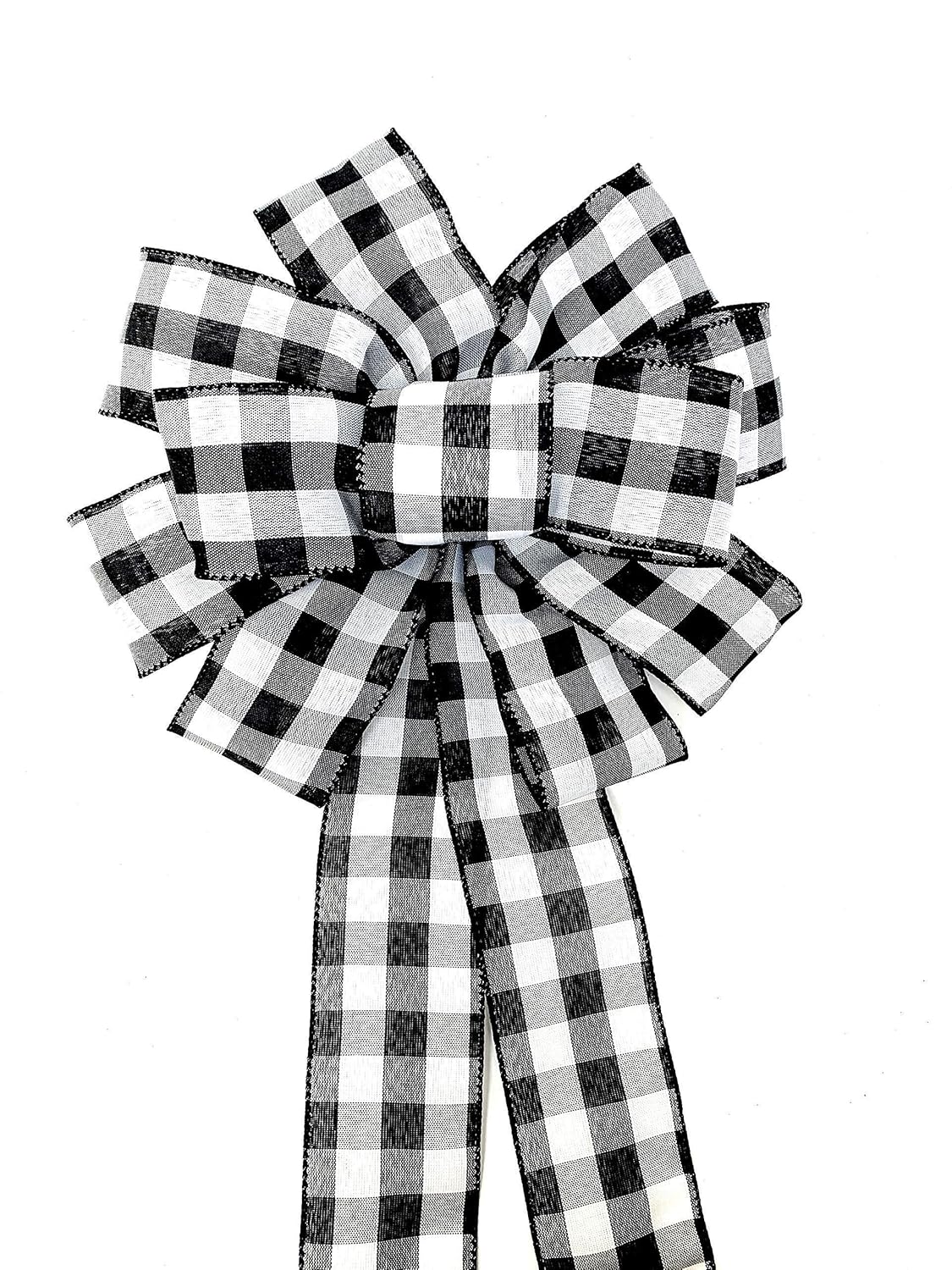 Handmade Buffalo Plaid Wreath Bow 12x15 Inch Checkered Decor