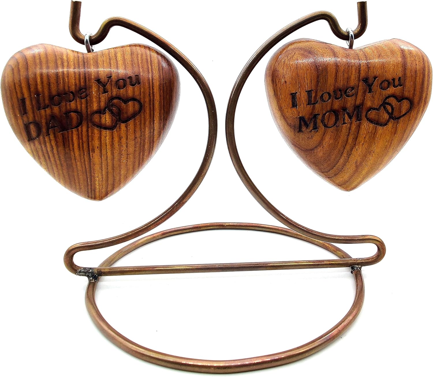 Wooden Dual Heart Keepsake Urn for Ashes