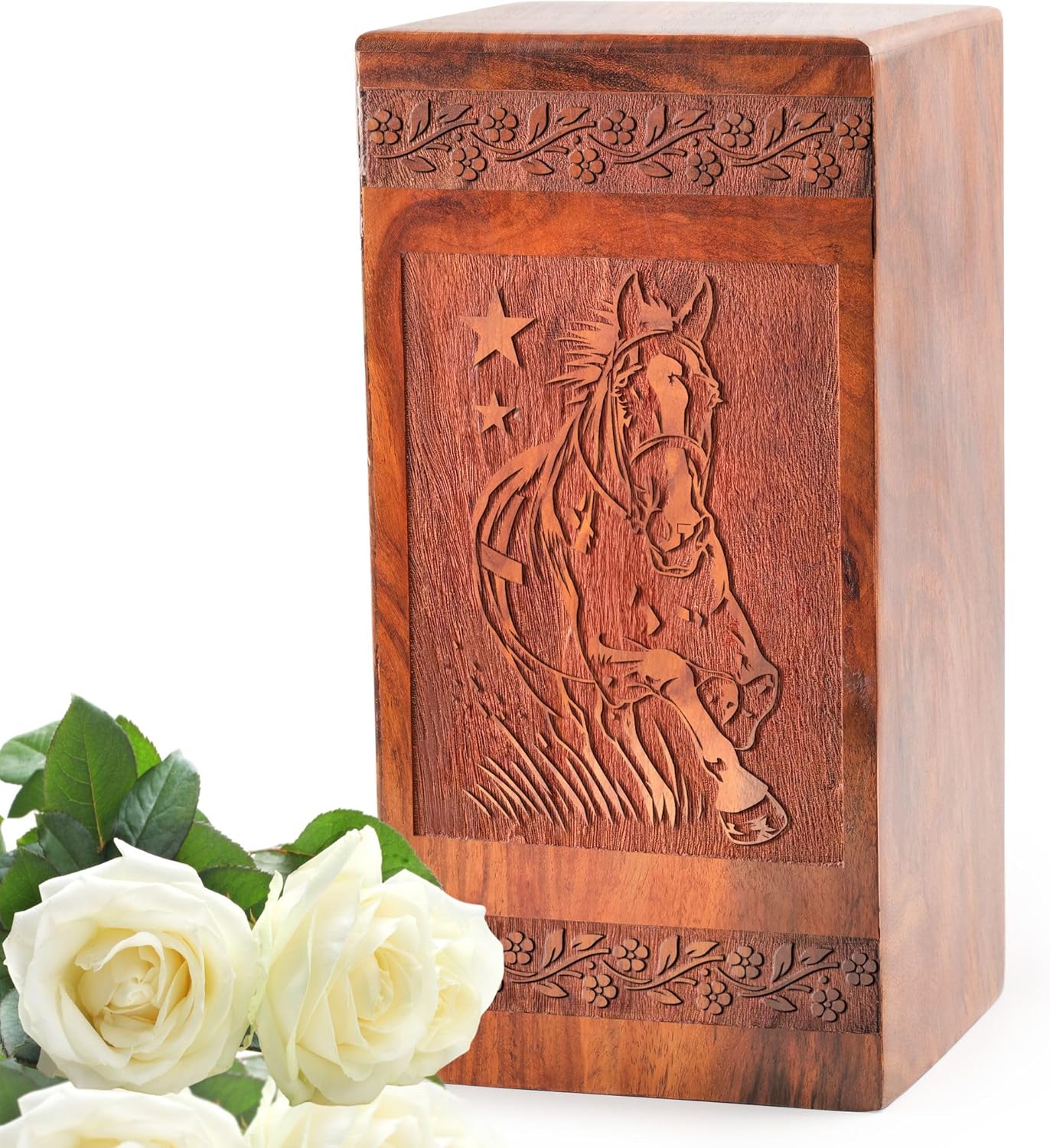 Wooden Urn Horse - Keepsake Burial Urn for Ashes