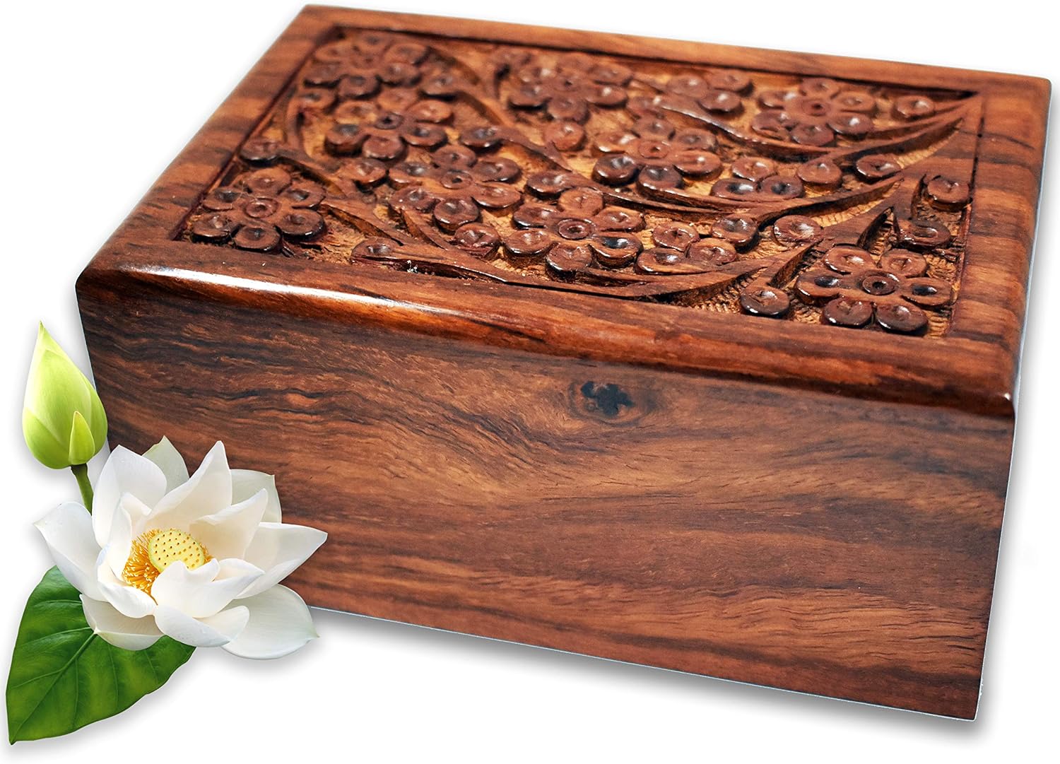 Handcrafted Rosewood Cremation Urn Tree of Life Design Large