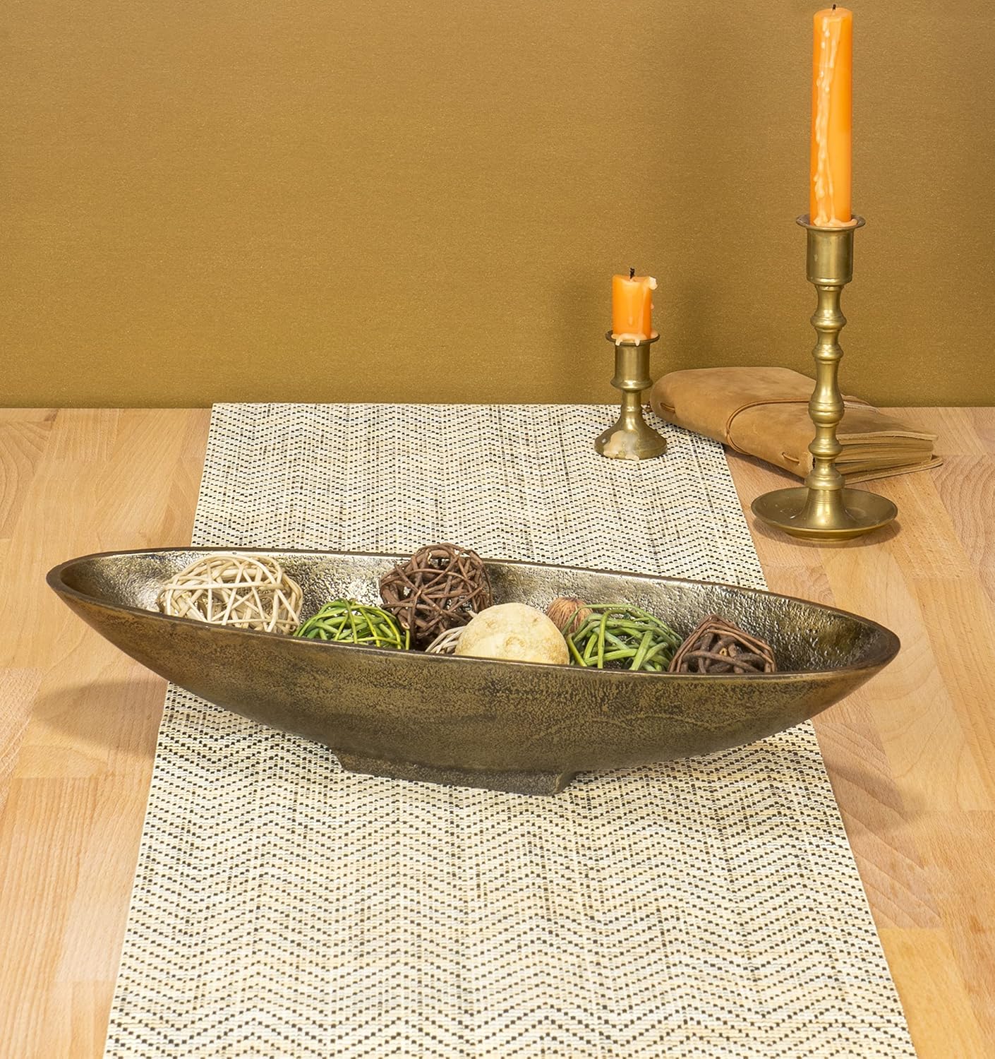 Red Co 16 Inch Long Oval Decorative Aluminum Centerpiece Bowl in Silver