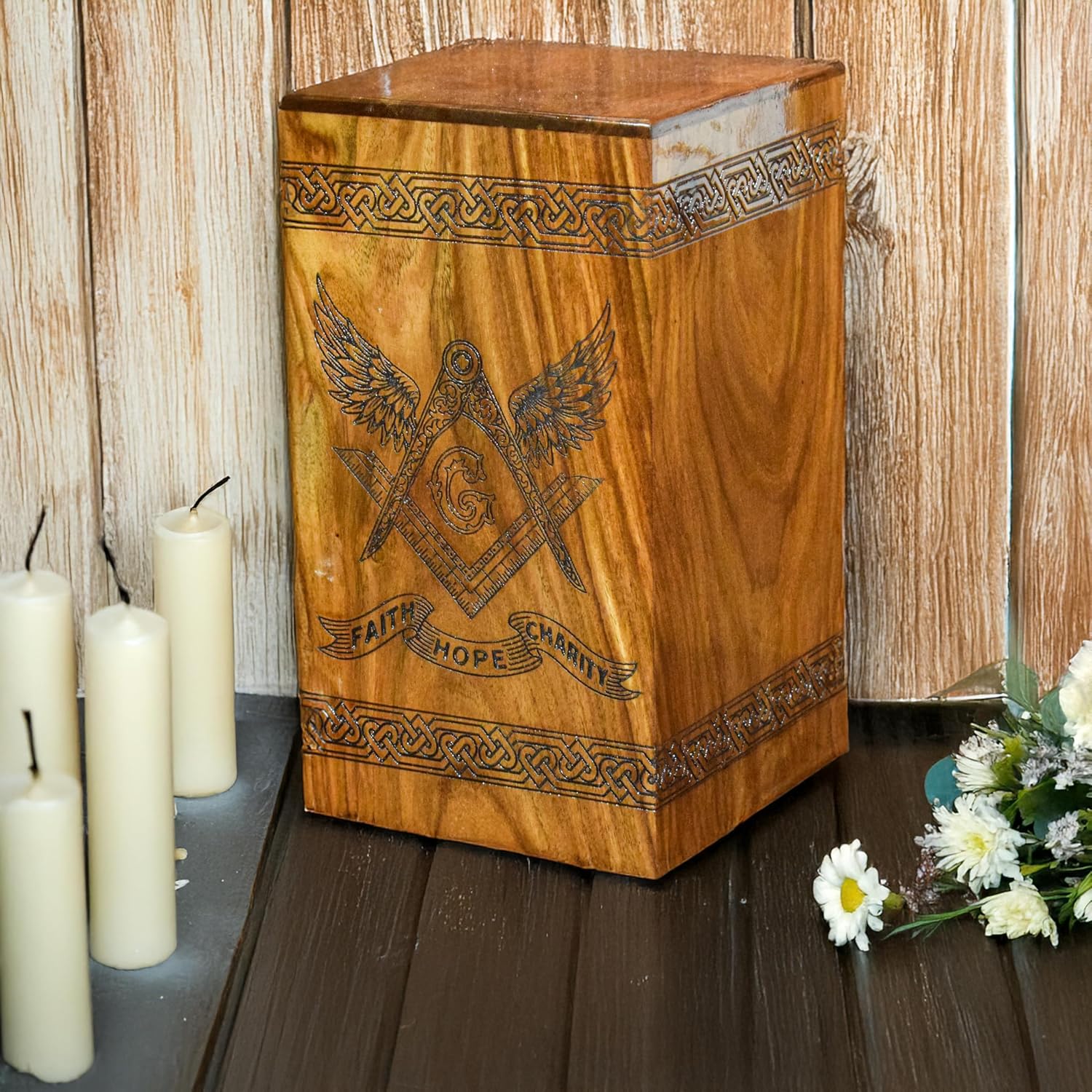 AYAANS Wooden Urn for Human Ashes Decorative Box