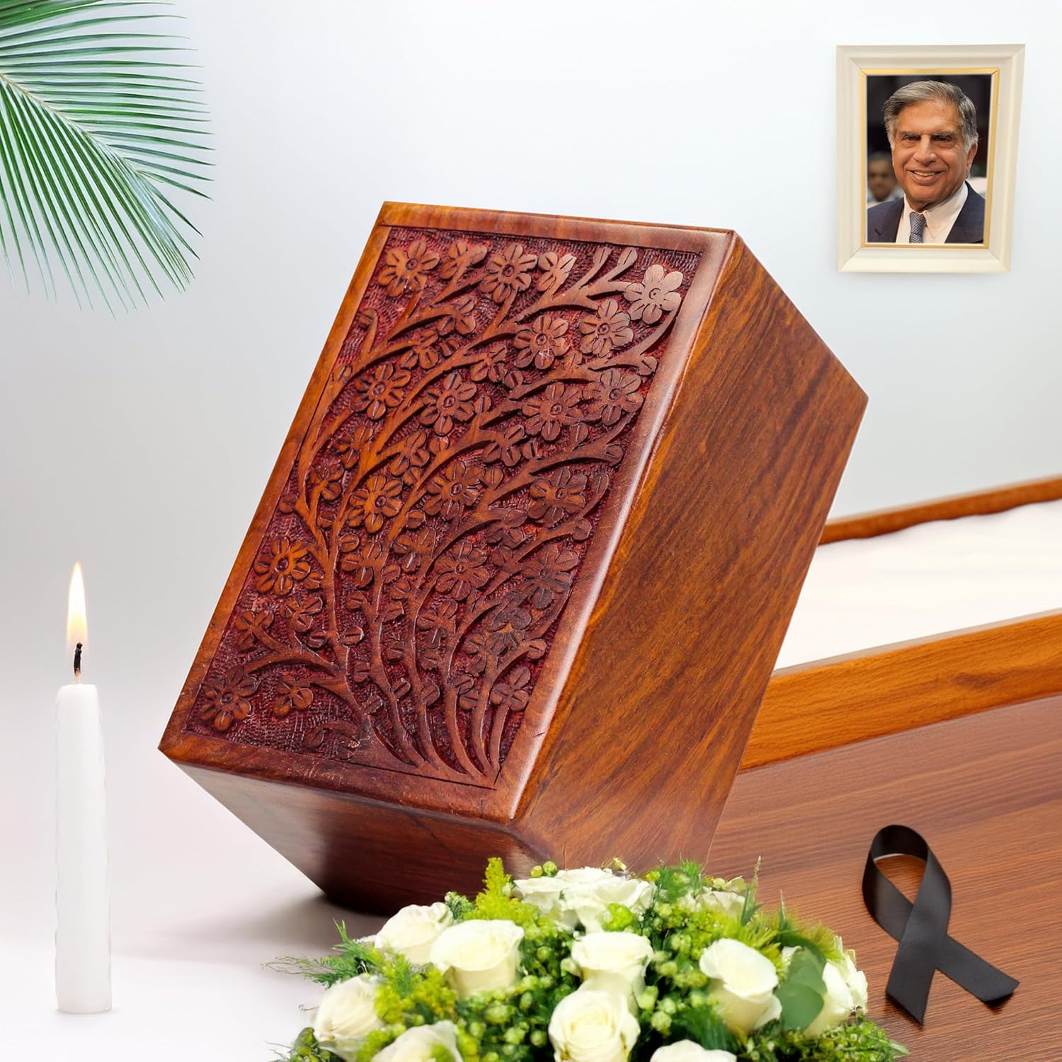 Premium Rosewood Decorative Hand Carved Wooden Urn X-Large 235 x 185 x 13cm