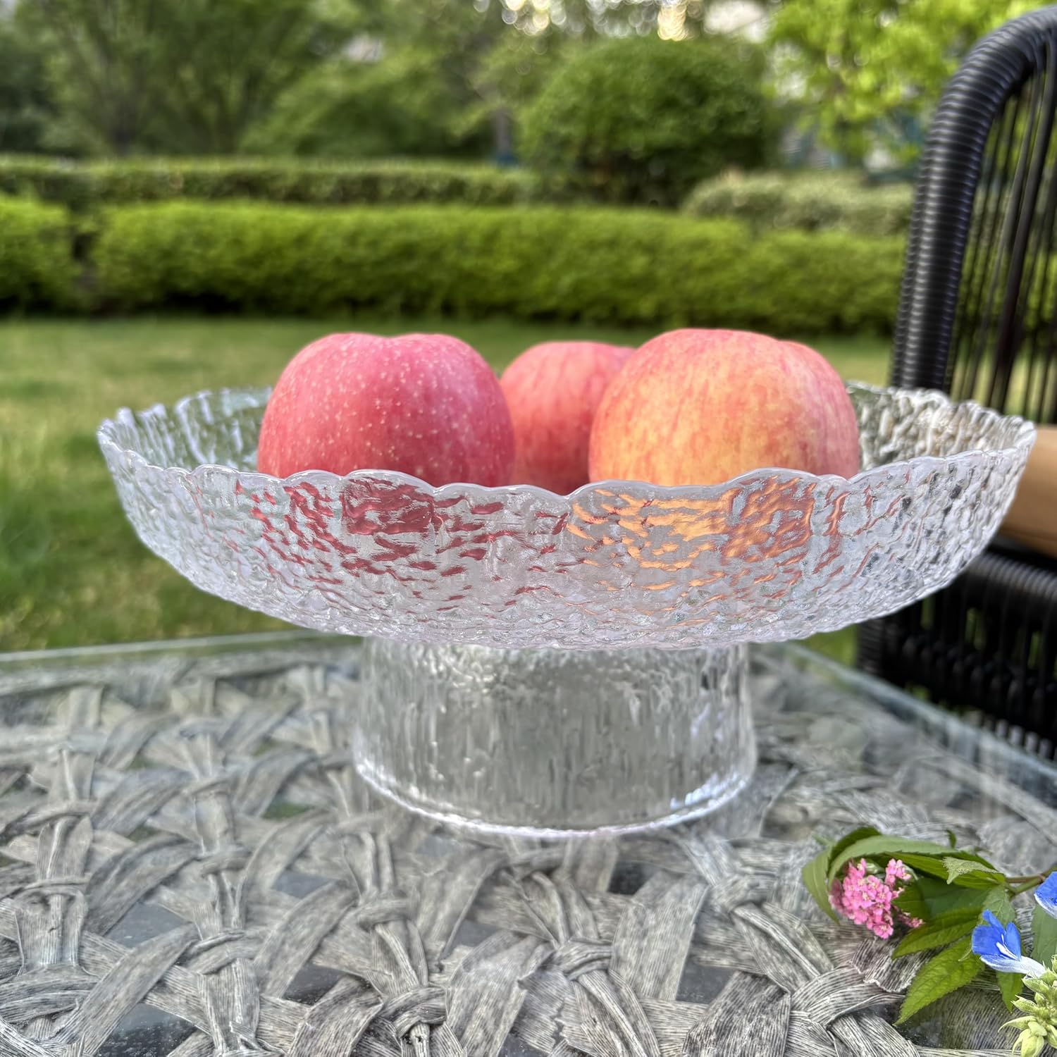 FESTLOVE 10 Inch Clear Glass Fruit Bowl for Home Decor