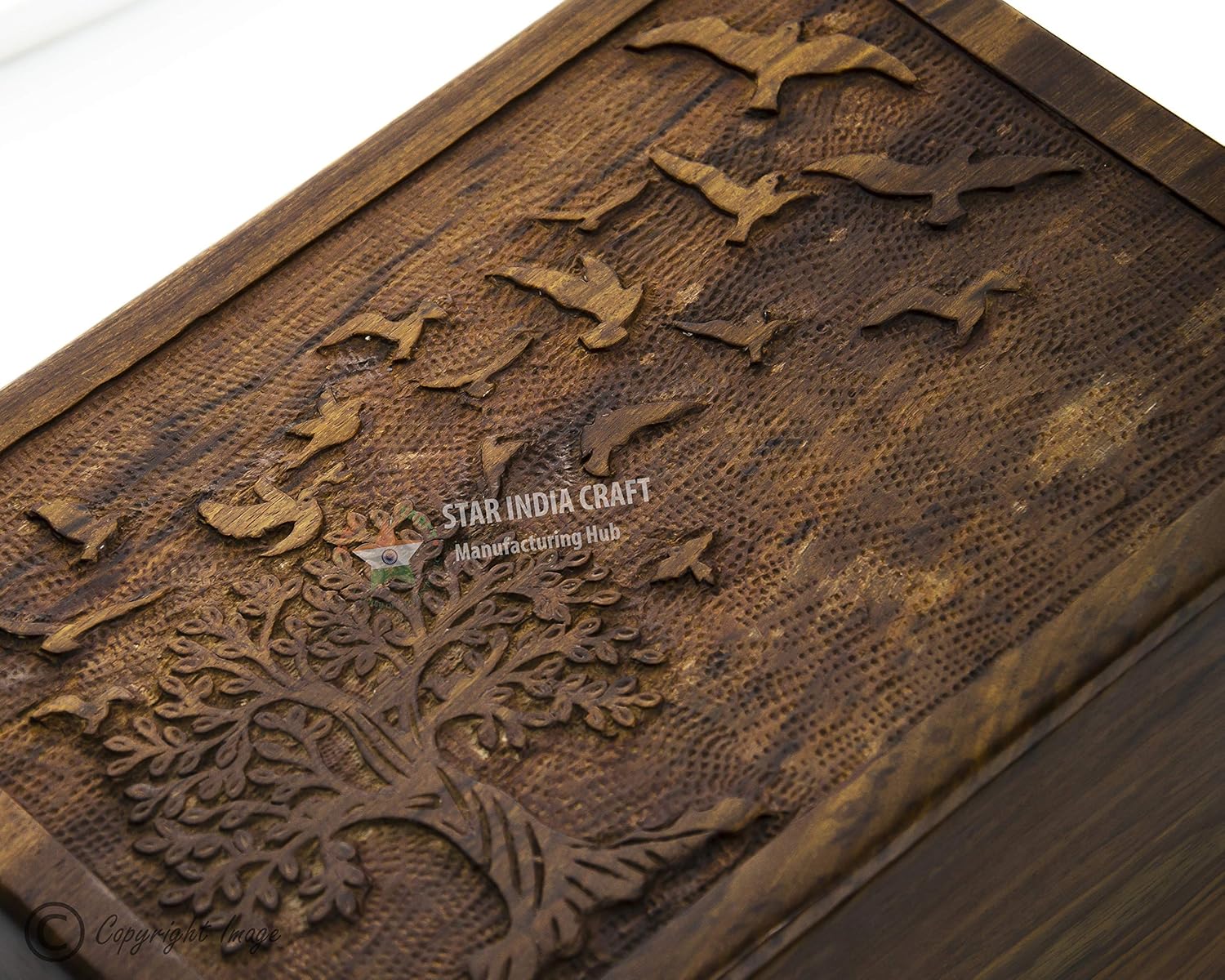 STAR INDIA CRAFT Premium Rosewood Engraved Urn Box