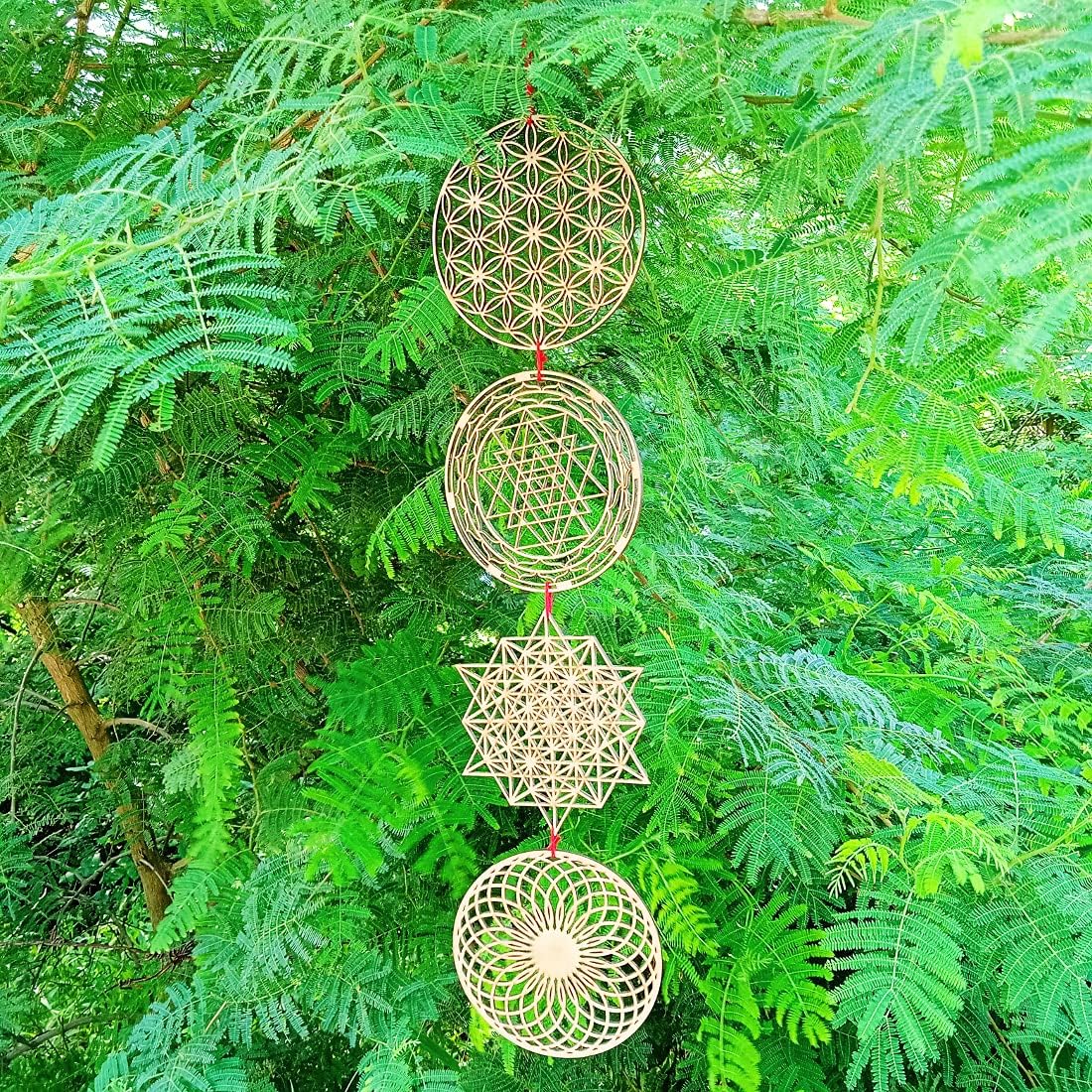 Purpledip Wooden Laser Cut Wall Hanging Set Of 4