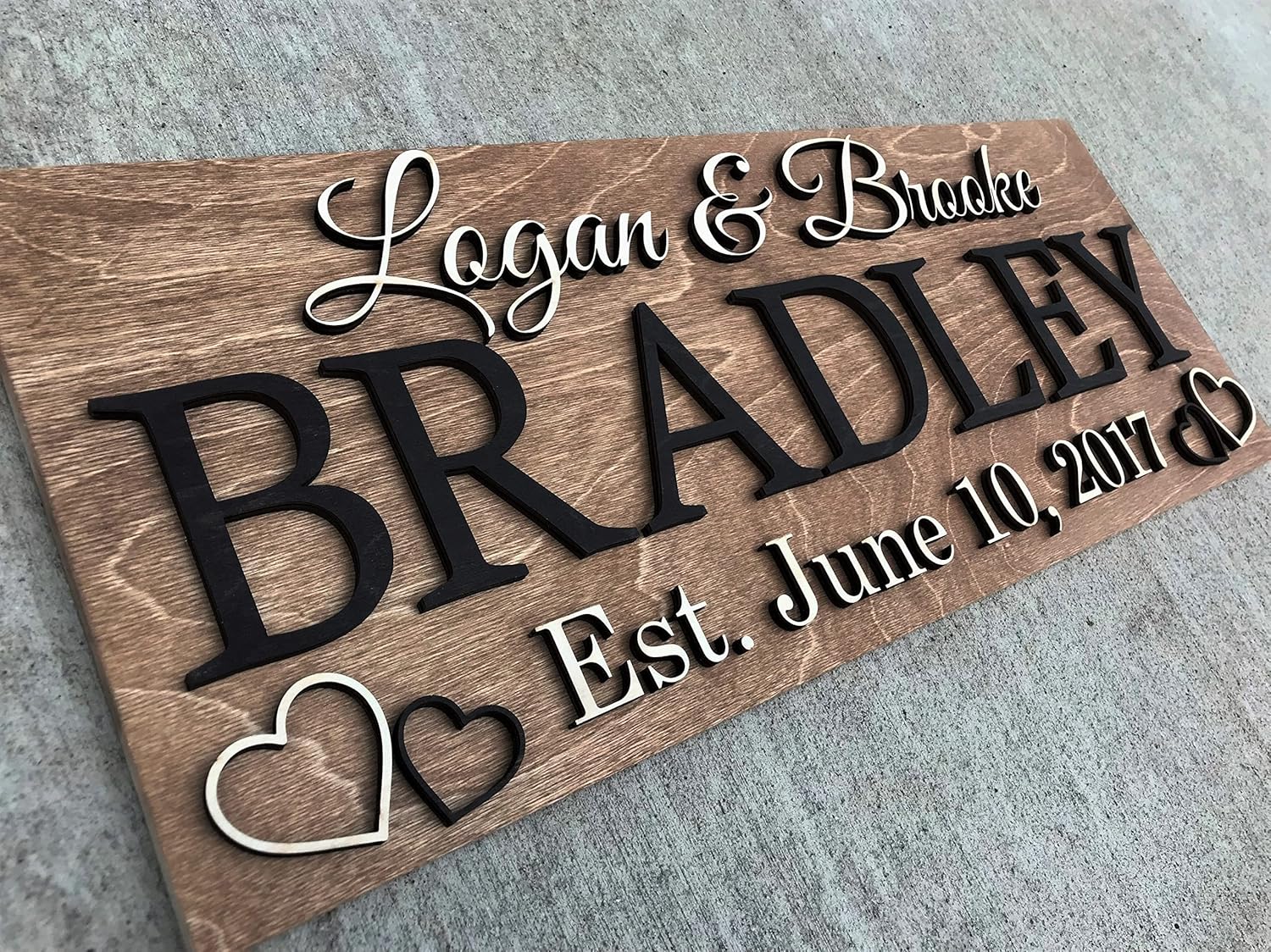 Personalized Wooden Last Name Sign for Wedding or Anniversary