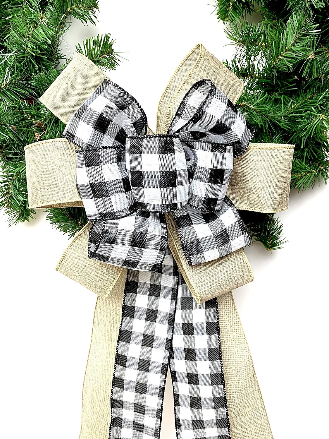 Country Buffalo Plaid Wreath Bow Gift Decor