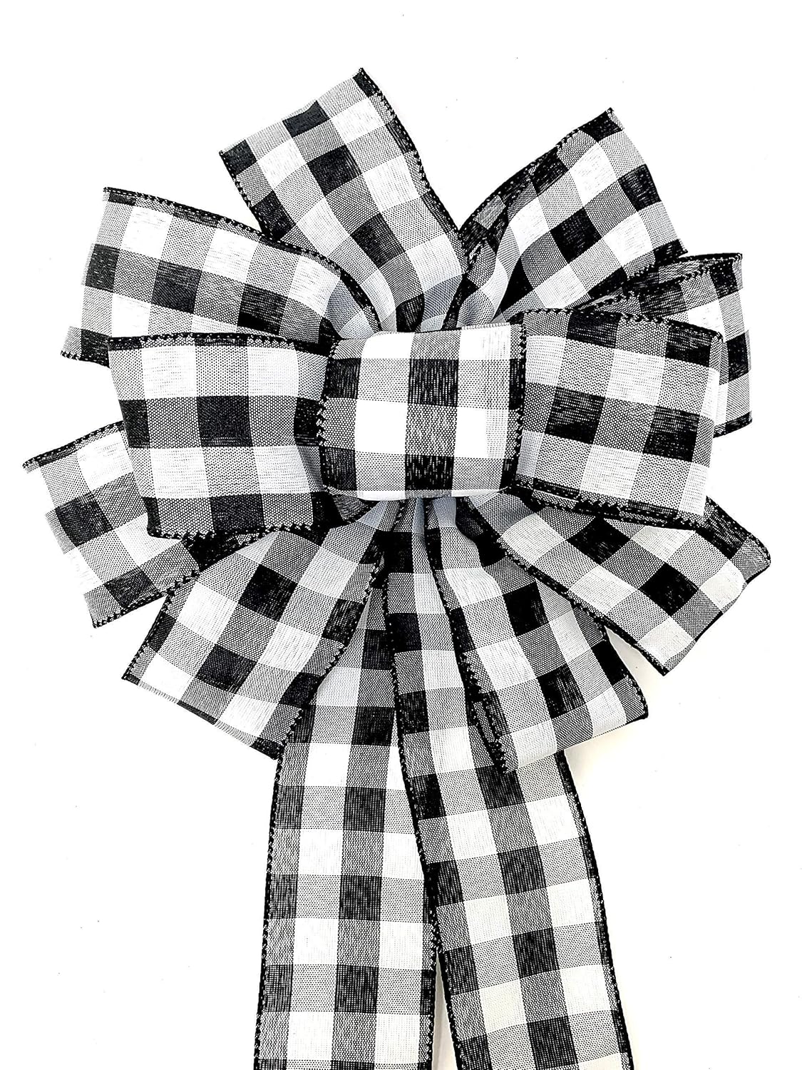 Handmade Buffalo Plaid Wreath Bow 12x15 Inch Checkered Decor